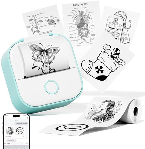 Phomemo Mini Fotodrucker,T02 Sticker Thermodrucker für Smartphone,Handy Thermodrucker klein, Aufkleber Bluetooth Drucker für Journal Geschenk Scrapbook Fotobuch Deko Notes Liste Study Aesthetic DIY