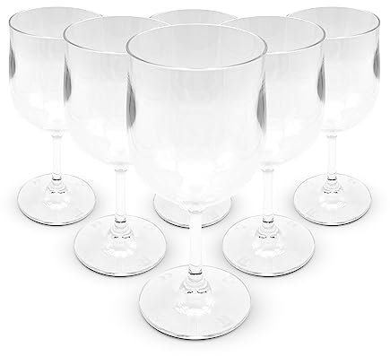DOJA Barcelona | Copas Policarbonato Transparentes 300ml | Pack 6 | Copas de Vino | 170,3x78x3mm | Copas Plastico de Policarbonato | Copas Plastico Duro Reutilizable | para Vino, Copas Vino, Sidra