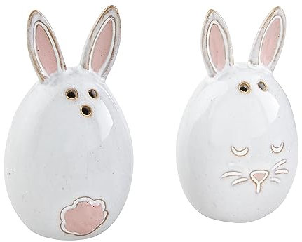 Mud Pie 40250141 Bunny - Juego de salero y pimentero, gres, color blanco