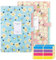 KONVINIT Fächermappe A4,Erweiterbar Dokumentenmappe mit 7 Fächer Floral Tragbar Organizer Mappe Folder Ordnungsmappe mit Etiketten,für Schule/Zuhause/Arbeit/Büro,2 Stücke