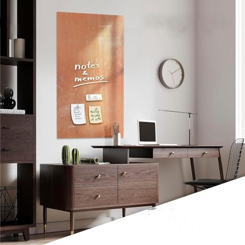 KARAT Magnettafel aus Glas rot 46x91cm 4mm Dick inkl. 3 Magnete & Montagezubehör Glas Whiteboard aus Sicherheitsglas Glas-Board magnetisch beschreibbar Memoboard, Magnetwand Wandtafel