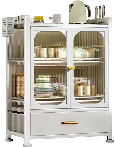 Escurridor de platos de 3 niveles, estante multifuncional para encimera de cocina, escurridor de platos de gran capacidad con cajón, para platos, cuchillos, cucharas, tenedores, especias, color blanco