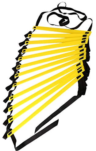 Paowsietiviity Training Ladder with Carry Bag Fitness Stair Rope Speed Ladders Strap Adjustable Exercise Drills Equipment for Gym Shop 8M, Yellow