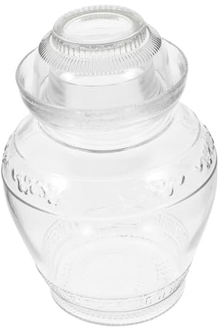 Operitacx Glass Pickle Jar 5L Kimchi Jar, Traditional Jar Large Canning Jar Kimchi Containers with Water Seal Lid for Fermenting Pickles, Wine Brewing, and Sauerkraut