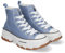 83601 Zapatilla Abotinada de Plataforma para Mujer, Comoda, Estilo Bamba, Material de Lona, y Cierre de Cordones Celeste Talla 38