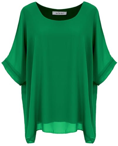 Van Der Rich ® - Bluse aus Mousseline mit Innenfutter - Damen (Grün, L-XL)