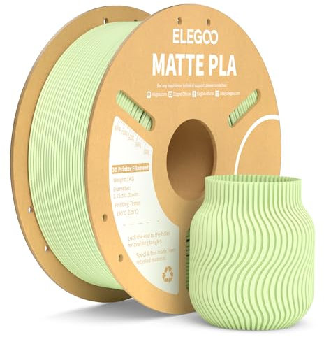 ELEGOO Matte PLA Filament Matte Mintgrün 1KG, 1.75mm 3D Drucker Filament Maßgenauigkeit +/- 0.02mm, 1kg Kartonspule (2.2lbs) für die meisten FDM 3D Drucker