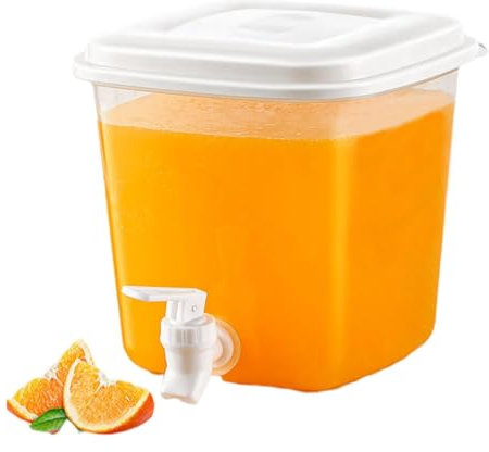 Safteimer-Wasserspender – Kühlschrank-Wassereimer, Getränkekessel mit Wasserhahn | Wasserkocher-Teespenderbehälter, hitzebeständiger Kaltsafthalter für Saft, transparent, 5,31 x 7,28 x 6,69 Zoll