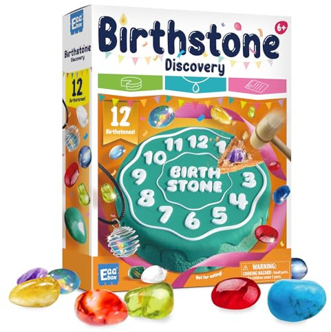 Edelsteine Ausgrabungsset für Kinder - Graben Sie zwölf Steine aus und Machen Sie Ihre eigene Halskette - Geschenk Mädchen Junge ab 6 7 8 9 10 11 12 Jahre