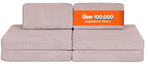 Funzy Mini Spielsofa für Kinder - Unser Mini für kreatives Spielen, Modulare Spielcouch, Waschbarer Bezug, Robust und Langlebig, Oeko-TEX 100 Zertifiziert mit 3 Jahren Garantie, Cord Kirschblüte Rosa