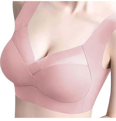 OXDOHUE Soutien-gorge en dentelle sans couture pour femme sans armatures, soutien-gorge push-up doux pour femme, rembourré, bustier classique, sensation moderne – plus respirant et léger – rose