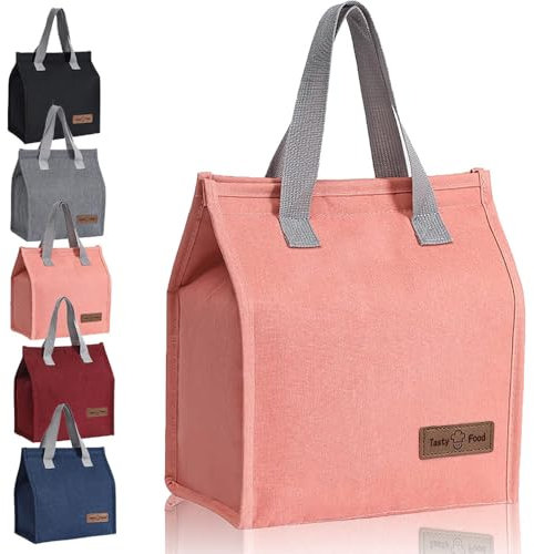 Bolsas de almuerzo con aislamiento, bolsas de almuerzo suaves a prueba de fugas para mujeres, hombres, adultos, niños, lonchera para trabajo, viajes al aire libre (rosa)