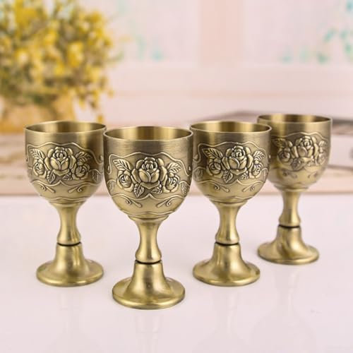 Verre à vin vintage de collection en métal pour décoration de la maison, artisanat traditionnel (A)