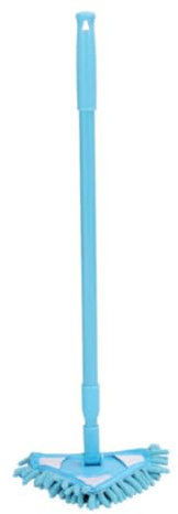 Kalastussaari Triangle Cleaning Mop,180 Degree Spin Triangle Wall Cleaning Mop with 2 Mop Replacement Heads,Blue Iron Rod Telescopic Chenille Mini Mop for Wall Window Car Kitchen Bathroom