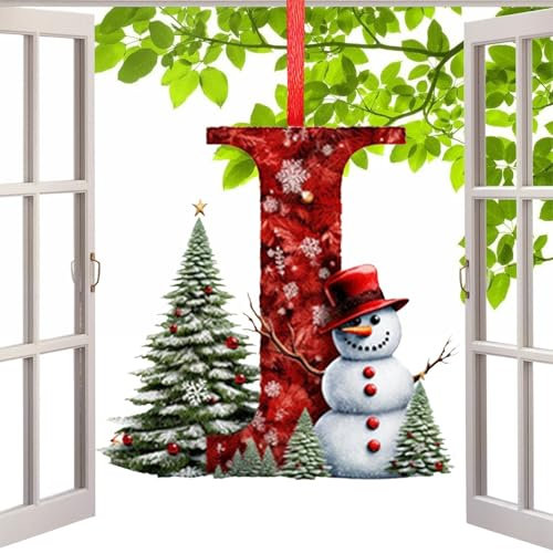 Buchstaben-Ornamente, Weihnachtsbaum-Buchstaben-Ornament - Einzigartiger -Muster-Alphabet-Anhänger - Flache, aufhängbare Heimdekoration aus Acryl, weihnachtliche Tafelaufsätze von A