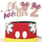 Xsstarmi 2 x Tortenaufsatz mit Maus zum 2. Geburtstag, violette Schleife, Mini-Kuchendekorationen für den zweiten Geburtstag, für Babyparty, Kindergeburtstag, Party-Dekorationen, Roségold