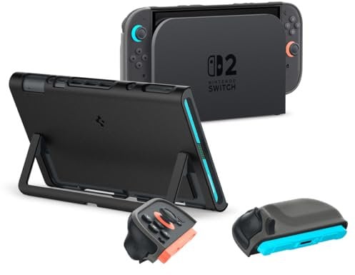 Spigen Nano Pop Hülle Kompatibel mit Nintendo Switch 2 2025 Case mit Abdeckung für den eingebauten Ständer Zubehör - Schwarzer Sesam