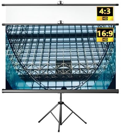 Aqkgtj 84inch Beamer Leinwand für Indoor Outdoor mit verstellbarem Stativ, Gain 2.5, 178°Betrachtungswinkel, tragbare, manuell versenkbare Projektionsschirm mit Auto Lock