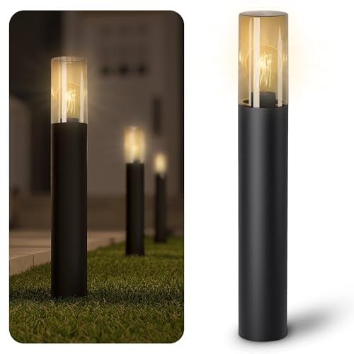 SSC-LUXon VARDA Wegeleuchte Außen schwarz Höhe 50cm inkl. LED E27 Glühbirne Filament warmweiß - Outdoor Garten Standleuchte IP44