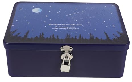 WRITWAA Schmuckschatulle Aufbewahrungsbox mit Schloss Vintage Große aus Eisen rechteckige als Platzsparender Schreibtisch Organizer im Eleganten Retro Stil für Schmuck und Karten
