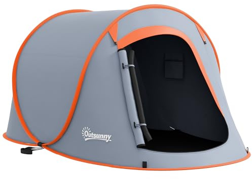 Outsunny Tienda de Campaña Pop-Up para 2-3 Personas 245x148x105 cm Gris