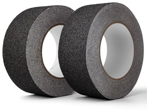Anti Rutsch Klebeband Treppe 2er 10mx5cm Schwarz Anti Slip Tape Außen und Innen Antirutschband Selbstklebend absperrband Anti-rutsch-aufkleber für Rutschfeste Treppenstufen Bodenmarkierungsband Boden