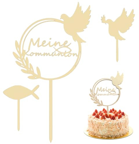 tiyiyok cake topper comunione, decorazione cresima ragazzo, set di 3, decorazioni per torte adatte per decorazioni per l'ultima cena per ragazzi e ragazze