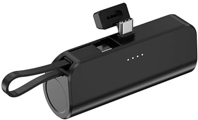 Mini Power Bank, Powerbank 500mAh USB-C 10W Tragbares Ladegerät Quick Charge, Externer Akku für Tasche/Reisen/Kapazität Erhöhen, Kompatibel mit Galaxy S25 S24/Huawei/LG/Pixel/Nexus/Redmi (Schwarz)