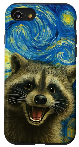 Raccoon Starry Night Painting Van Gogh Selfie Raccoon Lover Case for iPhone SE (2020) / 7/8