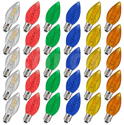 SOFOC E12 C7 30Pcs Efecto Cristal Luz Ambiental LED Navideña Multicolor Para Exterior Jardín Casa Fiesta Boda Decoración Árbol de Navidad 220V Plug & Play