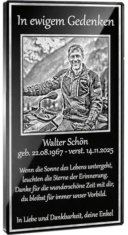 pravur Acrylglas Gedenktafel mit Fotogravur & Wunschtext personalisiert | Andenken & Erinnerung an einen geliebten Menschen, Trauergeschenk für Angehörige