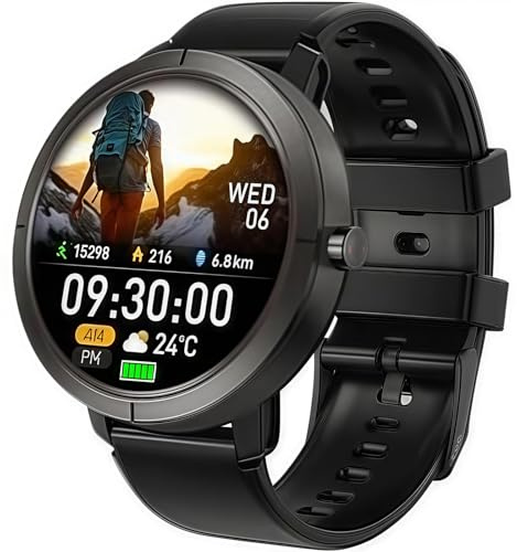 ZWOIVHE Alpha Sport Smartwatch Beyerwerk, 1.32'' AMOLED-Display, Fitness-Tracker, Herzfrequenz-Schlafmonitor SpO2, Akkulaufzeit (Schwarz)