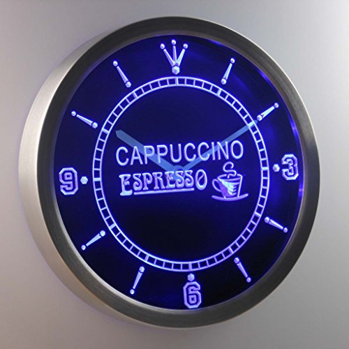 ADVPRO nc0304-b Cappuccino Espresso Coffee Neon Sign LED Wall Clock Uhr Leuchtuhr/Leuchtende Wanduhr
