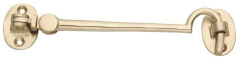 Cabin Hook and Eye Shed Gate Door Latch Lock - 300mm - Polished Brass