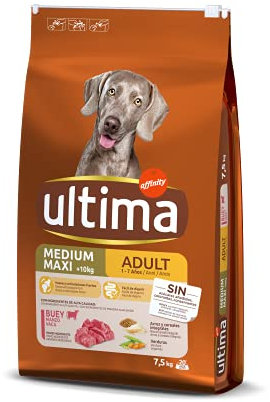Ultima Medium-Maxi Adult Bœuf, Nourriture sèche pour Chiens, 7,5 kg