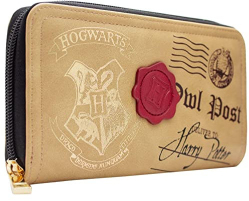 Hogwarts Harry Potter Wachssiegel Owl Post Geldbörse/Geldbeutel Portemonnaie mit Münzfach & Kartenhalter, Braun