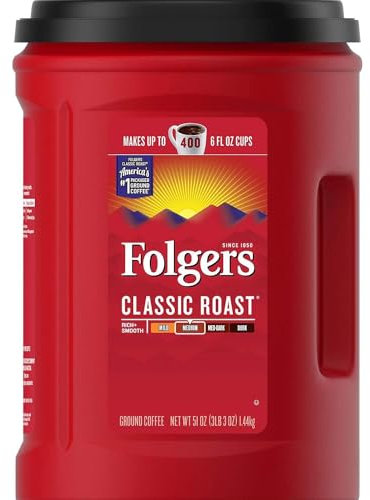 Folgers Classic Roast Medium Ground Coffee 1.44kg Tub Makes up to 400 6 fl oz Cups - Pack of 1