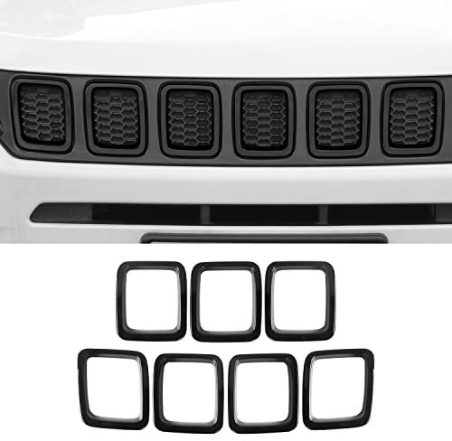 Kit di rivestimenti per griglia di copertura per Jeep Compass 2017-2018 (7 pezzi, nero)