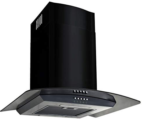 Festnight Campana Extractora Pared 90 cm Acero Inoxidable 756 m³/h 3 Velocidades Contol con Luces LED Negro, 60 x 45 x (43-70) cm