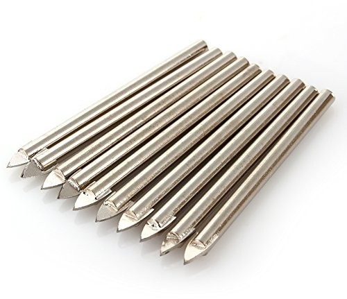 TOPINCN 10Pcs/Set 6Mm Glass Drill Bits Set Ceramic Tile Drill Bit Spear Pointed Design for Glass Tile Ceramic Mirror Porcelain Marble