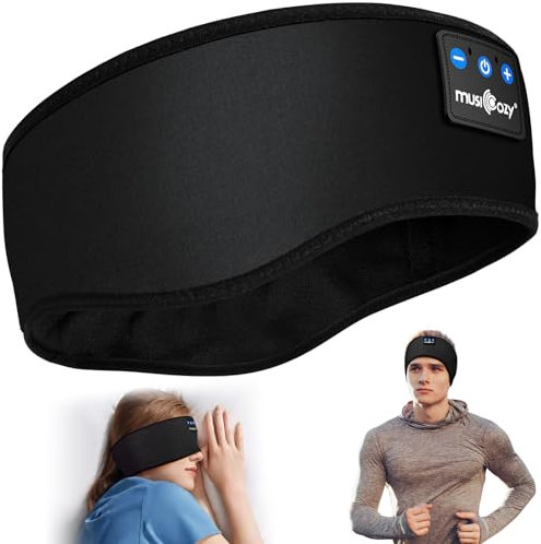 MUSICOZY Schlafkopfhörer Bluetooth, Schlaf Kopfhörer Seitenschläfer Kabellos Sport Kopfhörer Stirnband Lange Spielzeit für Yoga/Training/Reisen/Schlaflosigkeit,Tech Gadgets für Männer/Frauen