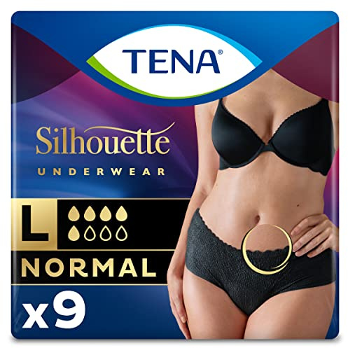 Tena Silhouette, Noir, Low Waist, Size L, 9 Panties