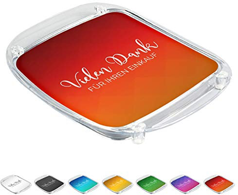 WIRKSAMWERBEN Zahlteller, Kassierteller, Geldschale für Einzelhandel, Danke für den Einkauf, Acryl-Glas, Rot, fix & fertig