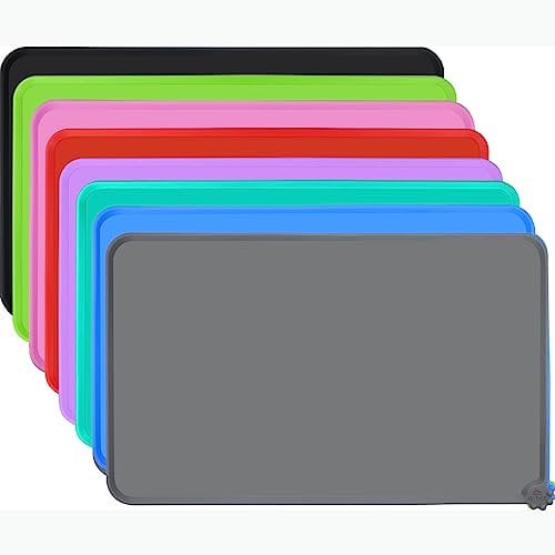 Joytale Silikon Futternapf Unterlage, rutschfeste Hundenapf Grosse Matte für Hund, Wasserdicht,53 x 37cm,Grau