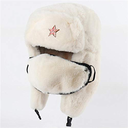 Russen Mütze Herren Winter Thermal Bomber Hüte Frauen Männer Sowjetarmee Militärabzeichen Russland Hut Ohrenklappe Schneekappen-Bg_We_Soviet_Star