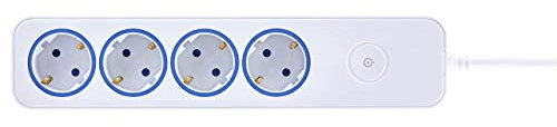 BLAUPUNKT Steckdosenleiste, Mehrfachsteckdose, 4-fach Schukosteckdose, mit Schalter, mit Überlastschutz, Weiß, 2 Meter