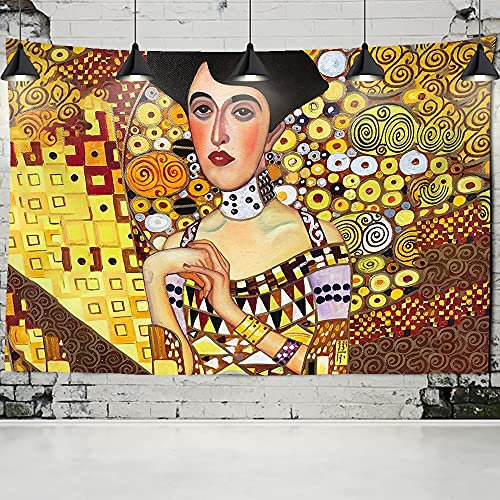 Gustav Klimt Ölgemälde Tapisserie Wandbehang Kuss Von Gold Abstrakte Kunst Dekoration Polyester Decke Yogamatte Home Schlafzimmer Kunst Personalisieren (B)230×(H)180CM C