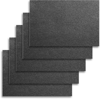 Hwtcjx Leder Reparatur Kit, 5er Kunstleder Reparaturset Lederflicken Selbstklebend, Kunstleder Selbstklebend für Autositze, Sofas, Möbel Leder Reparatur und Renovierung, 20 x 30 CM (Schwarz)
