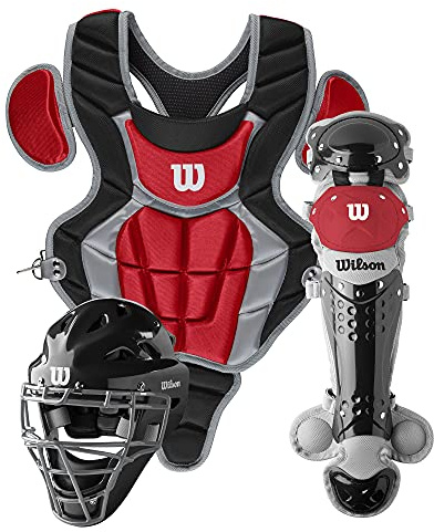 WILSON C200 Youth Catcher's Gear Kit - Black/Scarlet