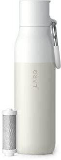 LARQ Filtered Flip Top 740ml – Edelstahl Wasserfilter Flasche mit Strohhalm | Nano Zero Filtertechnologie | Langlebiger Filter | Doppelwandig | BPA-frei, Granite White